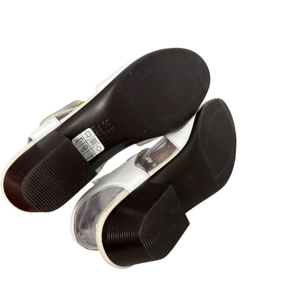 SAS Sunburst White Leather Hook & Loop Comfort Heel Strap Sandal Size 7.5N - Picture 8 of 10